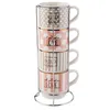 Set di 4 tazze in porcellana con supporto in metallo, marca Anteprima dell’immagine prodotto 1