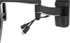 A close-up view of a black TV wall mount with cables attached. Produktbild-Vorschau