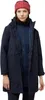 A woman wearing a navy blue parka and a red headband, standing against a white background. Produktbild-Vorschau