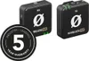 Two black wireless microphone transmitters and receivers are shown on a white background, with a circular warranty badge. Anteprima dell’immagine prodotto