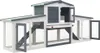 vidaXL Conigliera grande grigio e bianco 201x45x85 cm legno Anteprima dell’immagine prodotto 2