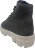 A close-up side view of a gray high-top sneaker with a thick beige sole. Voir les images du produit