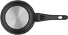 The underside of a black frying pan with a silver metal base and a black handle is shown against a white background. Produktbild-Vorschau