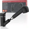 A black granite-effect kitchen faucet with a pull-out spray head is shown against a white and light gray background, with a product box in the background. Náhled obrázku produktu