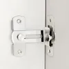 A close-up shot of a stainless steel sliding door latch, mounted on a white surface. Produktbild-Vorschau