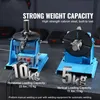 Two blue welding positioners are shown on a black surface, with text overlays indicating their weight capacities. Podgląd zdjęcia produktu