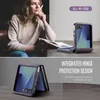 A woman is sitting at a table with a notebook and pen, while a phone case is displayed next to it. The second part of the image shows a close-up of the phone case. Produktbild-Vorschau
