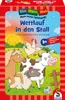 The image shows the front packaging of a children's board game with cartoon farm animals. Produktbild-Vorschau
