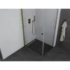 A modern bathroom shower enclosure with gold fixtures and a dark floor. Podgląd zdjęcia produktu
