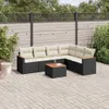 Design 7-tlg. Garten-Sofagarnitur mit Kissen Schwarz Poly Produktbild-Vorschau 1