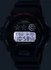 A close-up of a black Casio G-Shock digital watch with a black band, displaying the time and date on its illuminated screen. Náhľad obrázku produktu