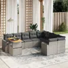 10-tlg. Garten-Sofagarnitur mit Kissen Grau Poly Rattan Produktbild-Vorschau 2