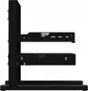 A black open-frame server rack with two shelves, shown from the side. Produktbild-Vorschau