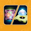 Two images showing magnetic building blocks with lights. One shows a lit-up square piece, and the other shows a dome piece being placed onto a square piece. Produktbild-Vorschau