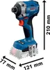 A Bosch Professional cordless impact driver with dimensions indicated. Produktbild-Vorschau