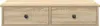 A front view of a light brown wooden shelf with two drawers and black knobs, set against a white background. Náhled obrázku produktu