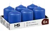 Stompkaarsen, diameter 4 cm x 6 cm - set van 6, blauw Productafbeelding-voorbeeld 1