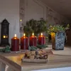 LED Kerzenset Flamme - Echtwachs - 3D Flamme - H: 15cm - Timer - Batteriebetrieb - rot - 4er Set Produktbild-Vorschau