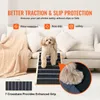 A dog is standing on a ramp next to a couch, with marketing text overlayed. Produktbild-Vorschau