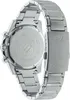 The back of a silver metal watch with a metal band. Voir les images du produit