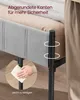 Close-up of a bed frame with text overlays highlighting features. Produktbild-Vorschau