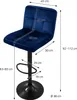 A blue bar stool with dimensions indicated by measurement lines and text. Náhľad obrázku produktu
