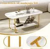 COSTWAY Couchtisch mit Faux-Marmorplatte, 2-stufiger Produktbild-Vorschau 6
