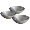 Three stainless steel bowls are arranged in a cluster on a white background. Produktbild-Vorschau