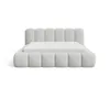 A light gray upholstered bed frame with a mattress on a white background. Voir les images du produit