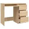 A light brown wooden desk with drawers and a keyboard tray, shown against a white background. Produktbild-Vorschau
