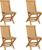 Gartenstühle mit Beige Kissen 4 Stk. Teak Massivholz Produktbild-Vorschau 1