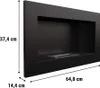 A black bioethanol fireplace with dimensions indicated. Náhled obrázku produktu