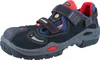 A single black safety sandal with red and blue accents is shown against a white background. Produktbild-Vorschau