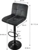 A diagram of a black bar stool with dimensions indicated by lines and text. Voir les images du produit
