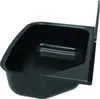 A black plastic basin with a raised edge and a vertical tab on the right side, isolated on a white background. Produktbild-Vorschau