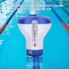 A floating pool chemical dispenser with a thermometer is shown in a swimming pool. Náhľad obrázku produktu