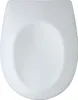 A top-down view of a white toilet seat. Produktbild-Vorschau