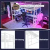 A loft bed with a desk and gaming setup, featuring LED lighting and product feature callouts. Anteprima dell’immagine prodotto