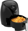 A black air fryer filled with french fries, shown on a white background. Produktbild-Vorschau