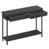 A dark gray console table with two open drawers and a lower shelf, shown from a slightly elevated diagonal angle against a white background. Produktbild-Vorschau
