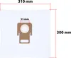 A white vacuum cleaner bag with dimensions indicated. Anteprima dell’immagine prodotto