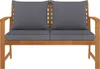 A front view of a wooden garden bench with dark gray cushions. Náhľad obrázku produktu