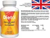 A bottle of Dietoll food supplement with glucomannan, shown next to its informational label. Voir les images du produit