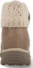 The back view of a taupe boot with a cream knitted cuff. Voir les images du produit