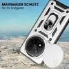 A phone case with a ring holder is shown in a snowy, outdoor environment. Produktbild-Vorschau