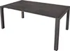 A rectangular table with a dark, textured top and dark metal legs, isolated on a white background. Produktbild-Vorschau