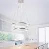 LED Hängeleuchte, Ringe, silber, Höhenverstellbar, D 50 cm Produktbild-Vorschau 3