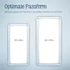 Diagrams showing two different mattress sizes with their dimensions, illustrating the optimal fit for bed sheets. Produktbild-Vorschau