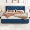 Letto imbottito 160x200 cm, colore blu, con rivestimento in Anteprima dell’immagine prodotto 5