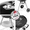 A collage of four images showing different parts of a black charcoal kettle grill. Náhľad obrázku produktu